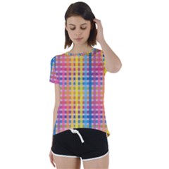 Digital Paper Stripes Rainbow Colors Short Sleeve Foldover Tee by HermanTelo