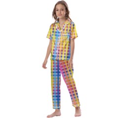 Digital Paper Stripes Rainbow Colors Kids  Satin Short Sleeve Pajamas Set by HermanTelo