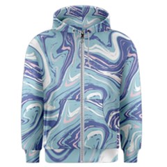 Blue Vivid Marble Pattern Men s Zipper Hoodie by goljakoff