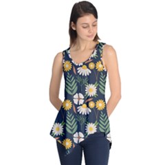 Flower Grey Pattern Floral Sleeveless Tunic by Dutashop