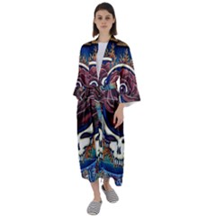 Grateful-dead-ahead-of-their-time Maxi Satin Kimono by Sapixe