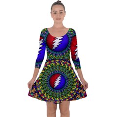 Grateful Dead Quarter Sleeve Skater Dress by Sapixe