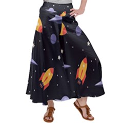 Cosmos Rockets Spaceships Ufos Satin Palazzo Pants by Amaryn4rt