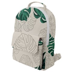 Green Monstera Leaf Illustrations Flap Pocket Backpack (small) by HermanTelo