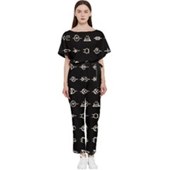 Electrical Symbols Callgraphy Short Run Inverted Batwing Lightweight Jumpsuit by WetdryvacsLair