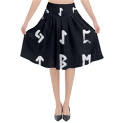 Elder Futhark Rune Set Collected Inverted Flared Midi Skirt by WetdryvacsLair