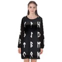 Elder Futhark Rune Set Collected Inverted Long Sleeve Chiffon Shift Dress  View1