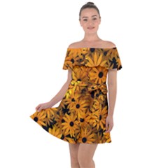 Rudbeckias  Off Shoulder Velour Dress by Sobalvarro