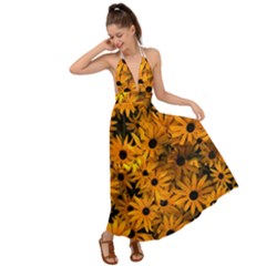 Rudbeckias  Backless Maxi Beach Dress by Sobalvarro