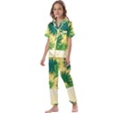 Yellow Tropical Pattern Kids  Satin Short Sleeve Pajamas Set View1