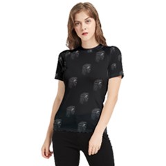 Arfican Head Sculpture Motif Print Pattern Women s Short Sleeve Rash Guard by dflcprintsclothing