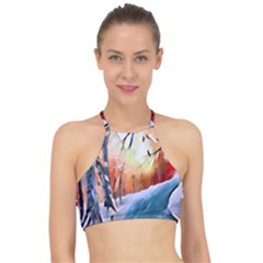 Paysage D hiver Racer Front Bikini Top by sfbijiart