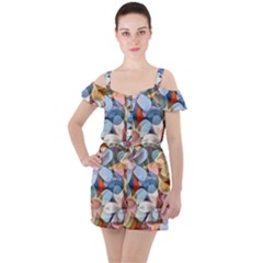 Multifleurs Ruffle Cut Out Chiffon Playsuit by sfbijiart