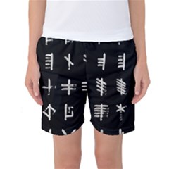 Ogham Rune Set Complete Inverted Women s Basketball Shorts by WetdryvacsLair