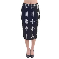 Ogham Rune Set Complete Inverted Velvet Midi Pencil Skirt by WetdryvacsLair