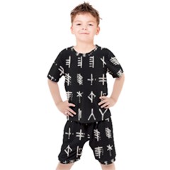 Ogham Rune Set Complete Inverted Kids  Tee And Shorts Set by WetdryvacsLair