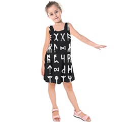 Macromannic Runes Collected Inverted Kids  Sleeveless Dress by WetdryvacsLair