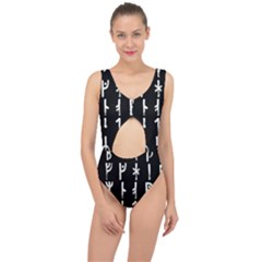 Medieval Runes Collected Inverted Complete Center Cut Out Swimsuit by WetdryvacsLair