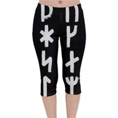 Younger Futhark Rune Set Collected Inverted Velvet Capri Leggings  by WetdryvacsLair