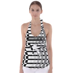 Nine Bar Monochrome Fade Squared Bend Babydoll Tankini Top by WetdryvacsLair