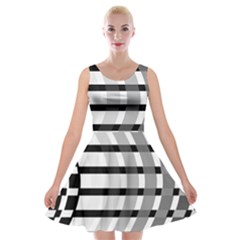 Nine Bar Monochrome Fade Squared Bend Velvet Skater Dress by WetdryvacsLair