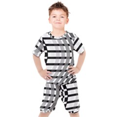 Nine Bar Monochrome Fade Squared Bend Kids  Tee And Shorts Set by WetdryvacsLair