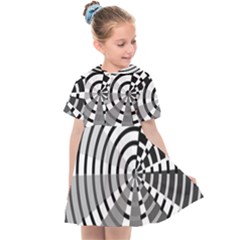 Nine Bar Monochrome Fade Squared Wheel Kids  Sailor Dress by WetdryvacsLair