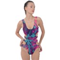 Pink and turquoise alcohol ink Side Cut Out Swimsuit View1