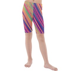 Colorful Stripes Kids  Mid Length Swim Shorts by Dazzleway