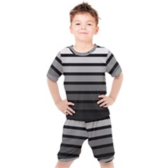 9 Bar Monochrome Fade Kids  Tee And Shorts Set by WetdryvacsLair