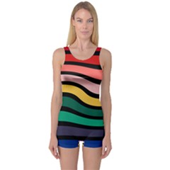 Nine 9 Bar Rainbow Sea Sickness One Piece Boyleg Swimsuit by WetdryvacsLair