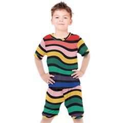 Nine 9 Bar Rainbow Sea Sickness Kids  Tee And Shorts Set by WetdryvacsLair