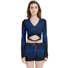 Design B9128364 Velvet Wrap Crop Top And Shorts Set by cw29471