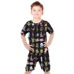 Glitch Glitchen Npc Animals And Characters Pattern Kids  Tee And Shorts Set by WetdryvacsLair