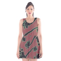 Tropical Style Floral Motif Print Pattern Scoop Neck Skater Dress by dflcprintsclothing