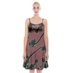 Tropical Style Floral Motif Print Pattern Spaghetti Strap Velvet Dress by dflcprintsclothing