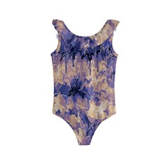 Yellow And Purple Abstract Kids  Frill Swimsuit by Dazzleway