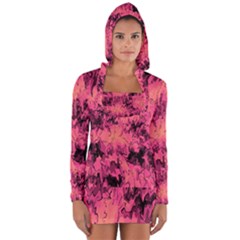 Pink Abstract Long Sleeve Hooded T-shirt by Dazzleway