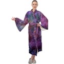 Multicolored abstract Maxi Velour Kimono View1