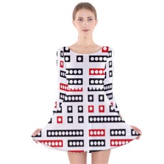 Geometric Sequence Print Pattern Design Long Sleeve Velvet Skater Dress by dflcprintsclothing