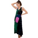 Vaporwave Old Moon Over NYC V-Neck Chiffon Maxi Dress View1