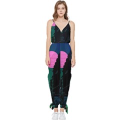 Vaporwave Old Moon Over Nyc Sleeveless Tie Ankle Jumpsuit by WetdryvacsLair