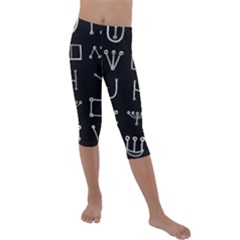 Heinrich Cornelius Agrippa Of Occult Philosophy 1651 Malachim Alphabet Collected Inverted Square Kids  Lightweight Velour Capri Leggings  by WetdryvacsLair