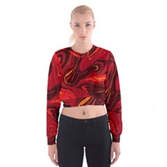 Red Vivid Marble Pattern Cropped Sweatshirt by goljakoff