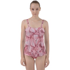 Coral Colored Hortensias Floral Photo Twist Front Tankini Set by dflcprintsclothing