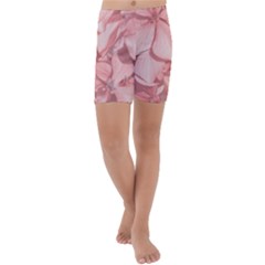 Coral Colored Hortensias Floral Photo Kids  Lightweight Velour Capri Yoga Leggings by dflcprintsclothing