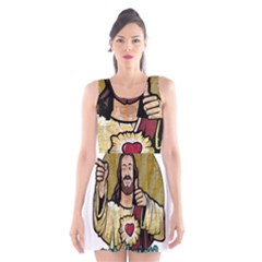 Buddy Christ Scoop Neck Skater Dress by Valentinaart