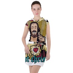 Buddy Christ Drawstring Hooded Dress by Valentinaart