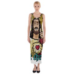 Buddy Christ Fitted Maxi Dress by Valentinaart