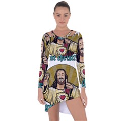 Buddy Christ Asymmetric Cut-out Shift Dress by Valentinaart